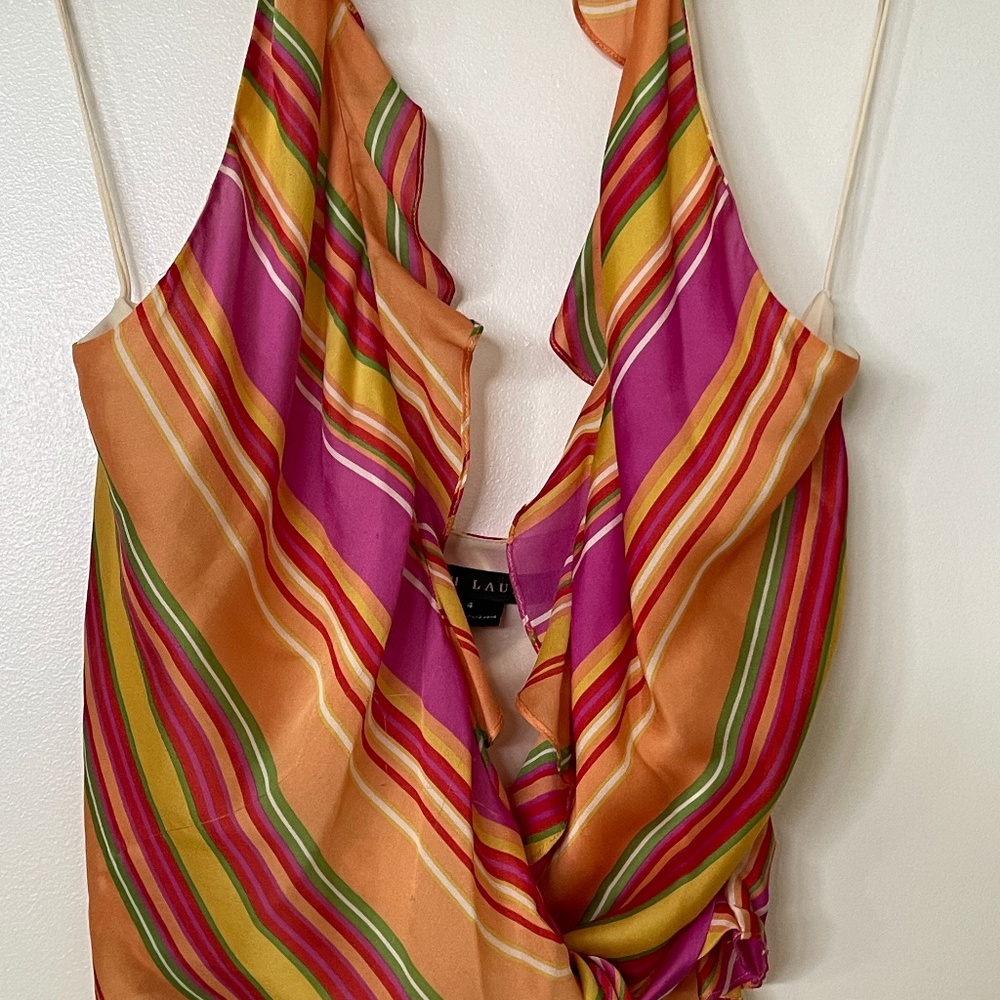 Ralph Lauren Multi-Color Striped Satin Camisole (Orange, Fuchsia, Yellow, Green)